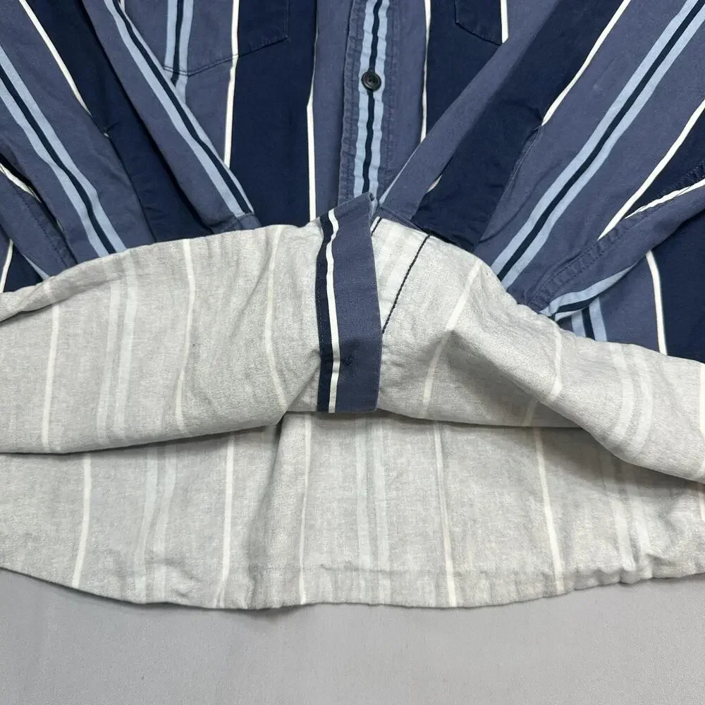 Levi's Shirt Mens XL Blue Stripe Relaxed Fit Western Double Pocket Rodeo Cowboy
